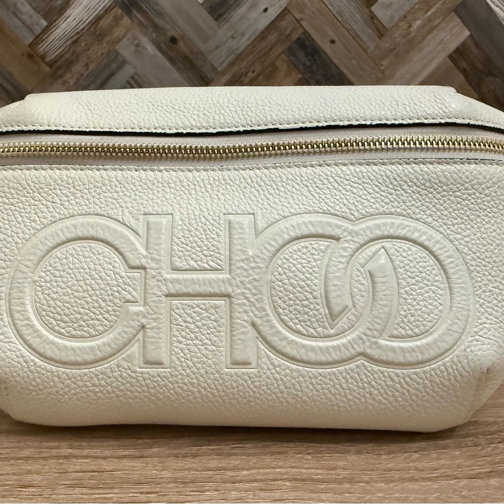 Chic Cream Leather Cosmetic Bag
